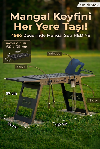 Sehpalı Taşınabilir Katlanır Mangal
