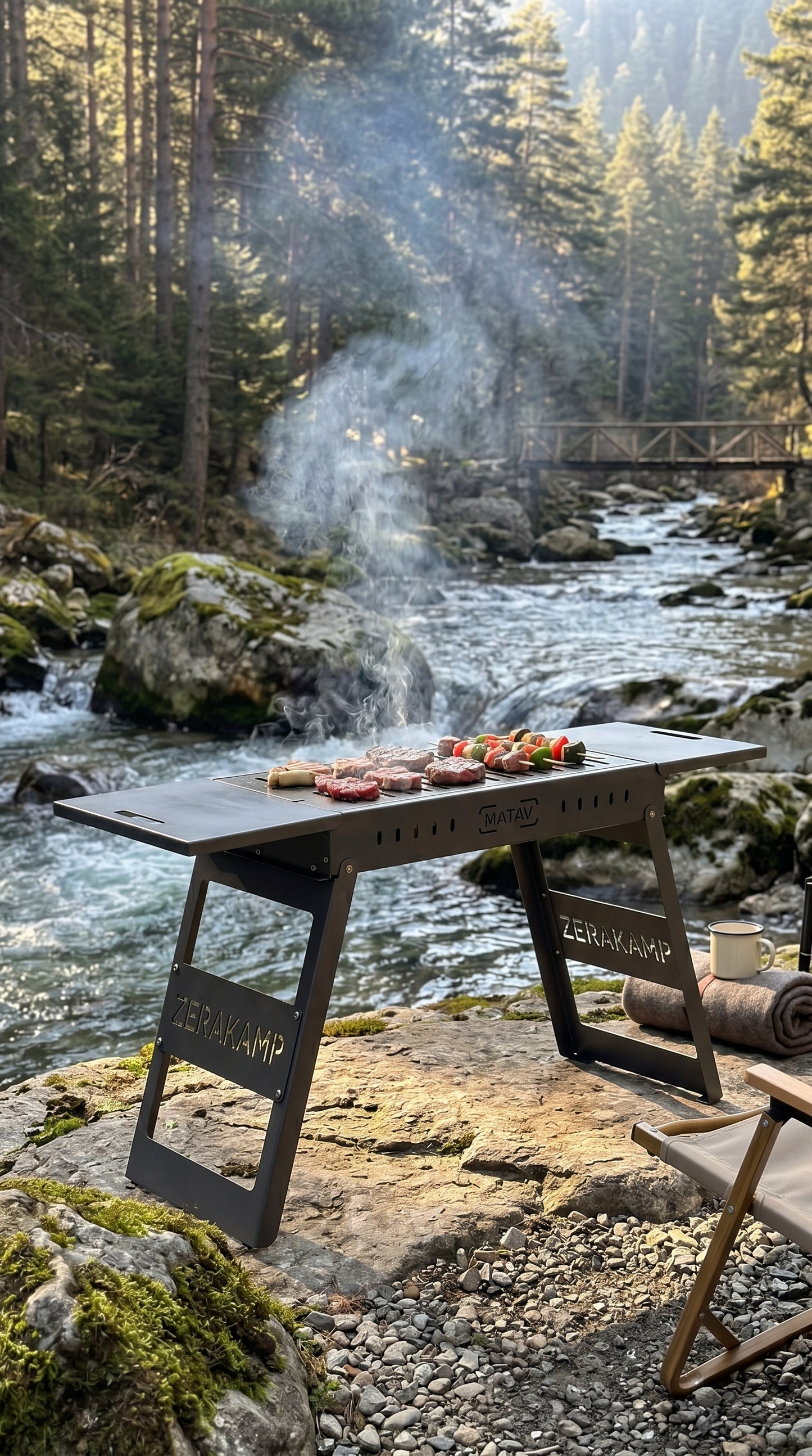 Sehpalı Taşınabilir Katlanır Mangal